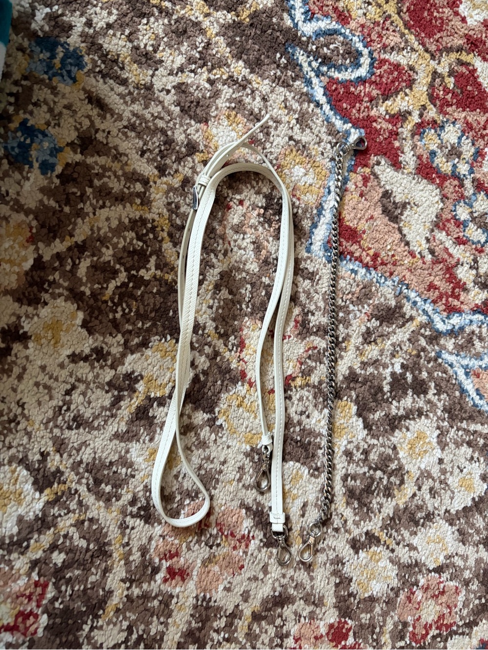 💯 % AUTHENTIC Prada Cream Triangle Mini 
SILVER CHAIN AND LEATHER STRAP ONLY